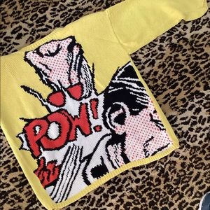 Adrienne vittadni vintage.  90s POW sweater in hot yellow